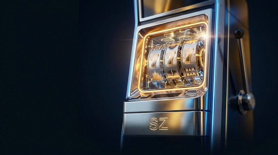 Spielautomaten mit leuchtendem Jackpot-Symbol